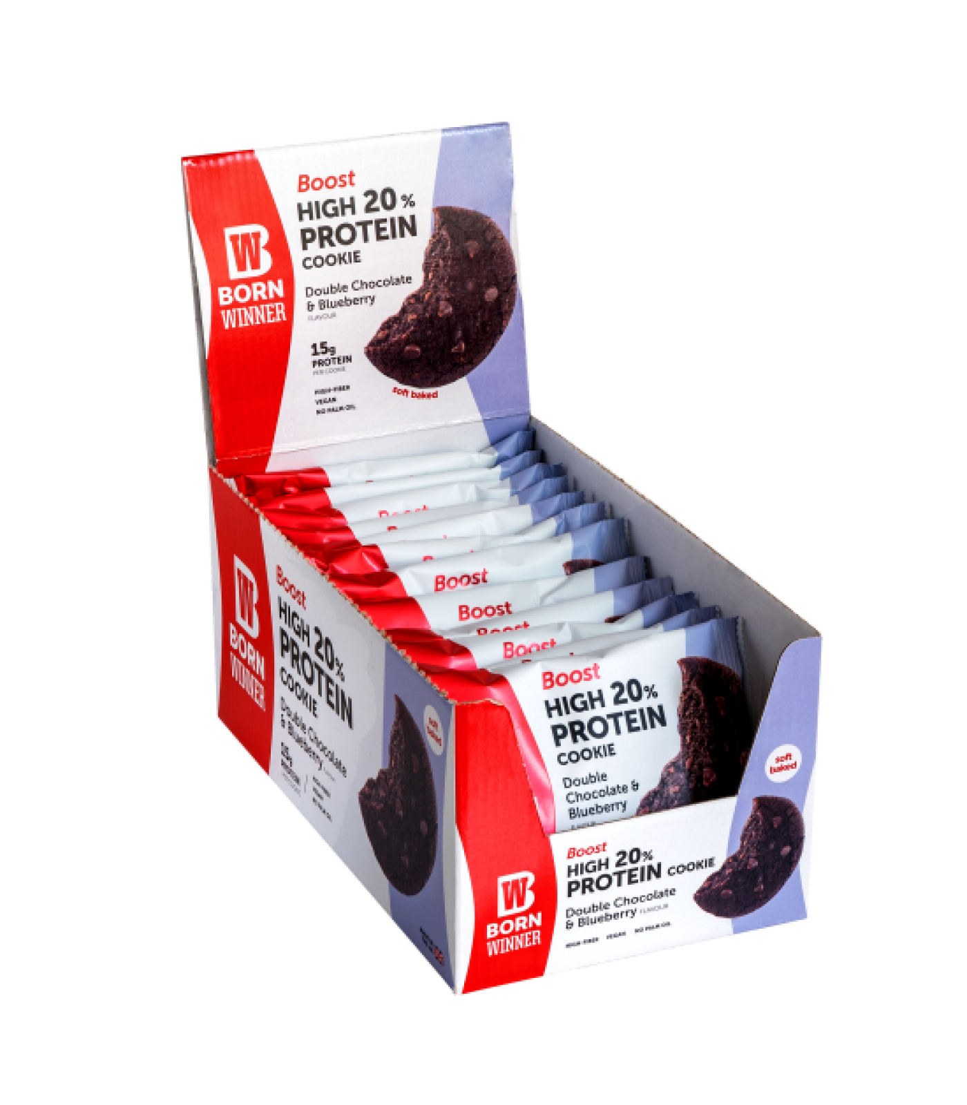 BORN WINNER BOOST High 20% Protein Cookie Double Chocolate & Blueberry 12x75 гр